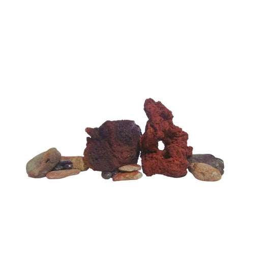 A display of Red Lava Rocks for an Aquarium