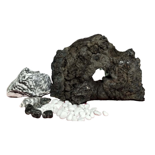 A display of Black Lava Rock for Aquariums