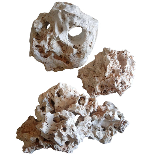 A 5 piece, peach colored, Texas Holey Rock bundle on display